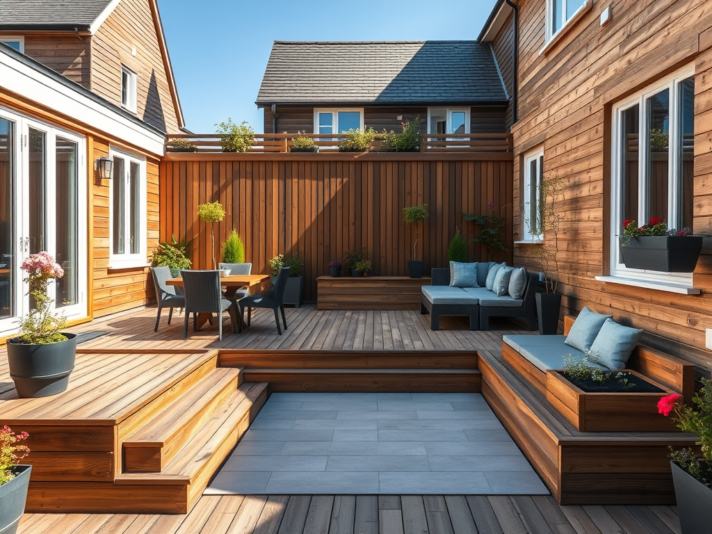 An extended deck with multiple functional zones