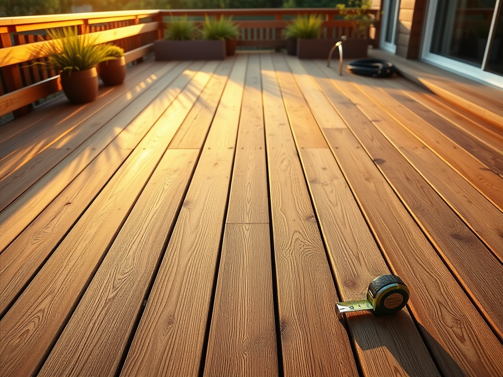 Deck boards laid in a clean and even pattern
