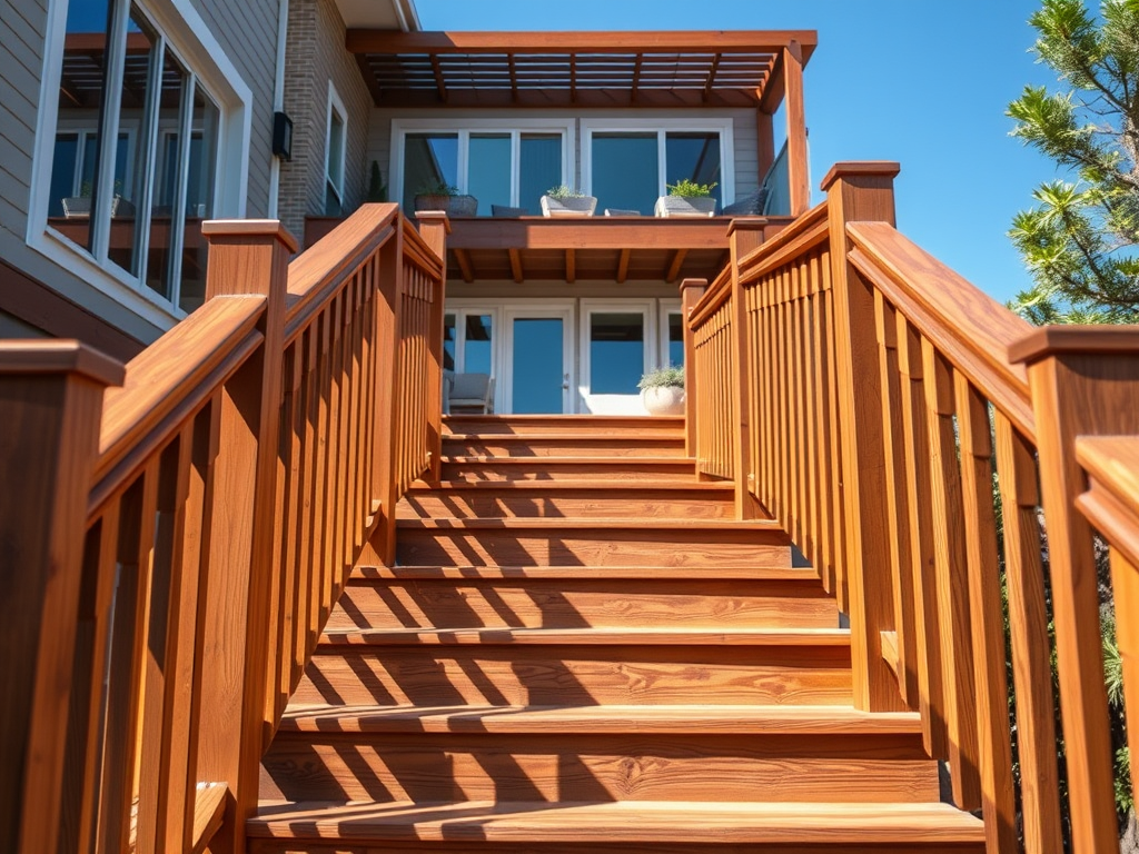 Deck stairs and railing details