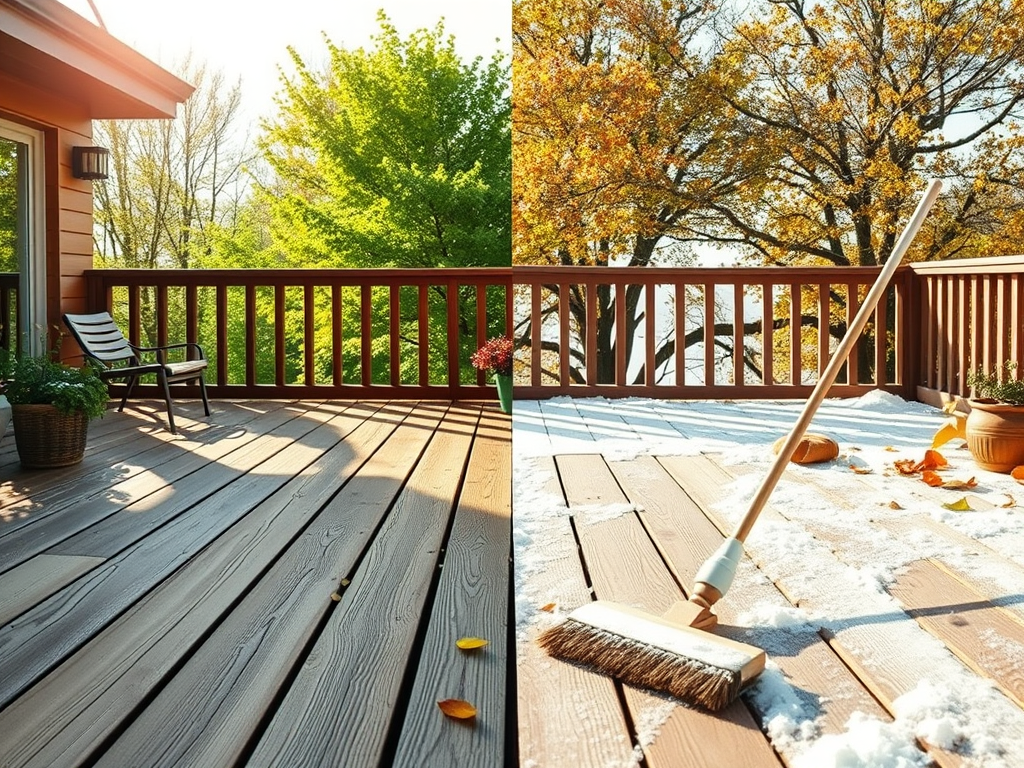 Seasonal deck maintenance through cleaning and protection